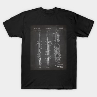 Bassoon Patent - Musician Classical Music Art - Black Chalkboard T-Shirt